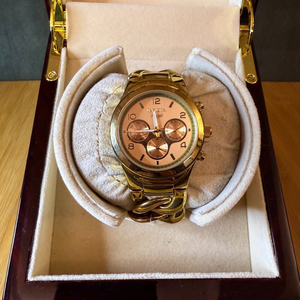 Invicta Angel Lady Chain Link Ladies' Watch Gold/Pink #15140, 38mm